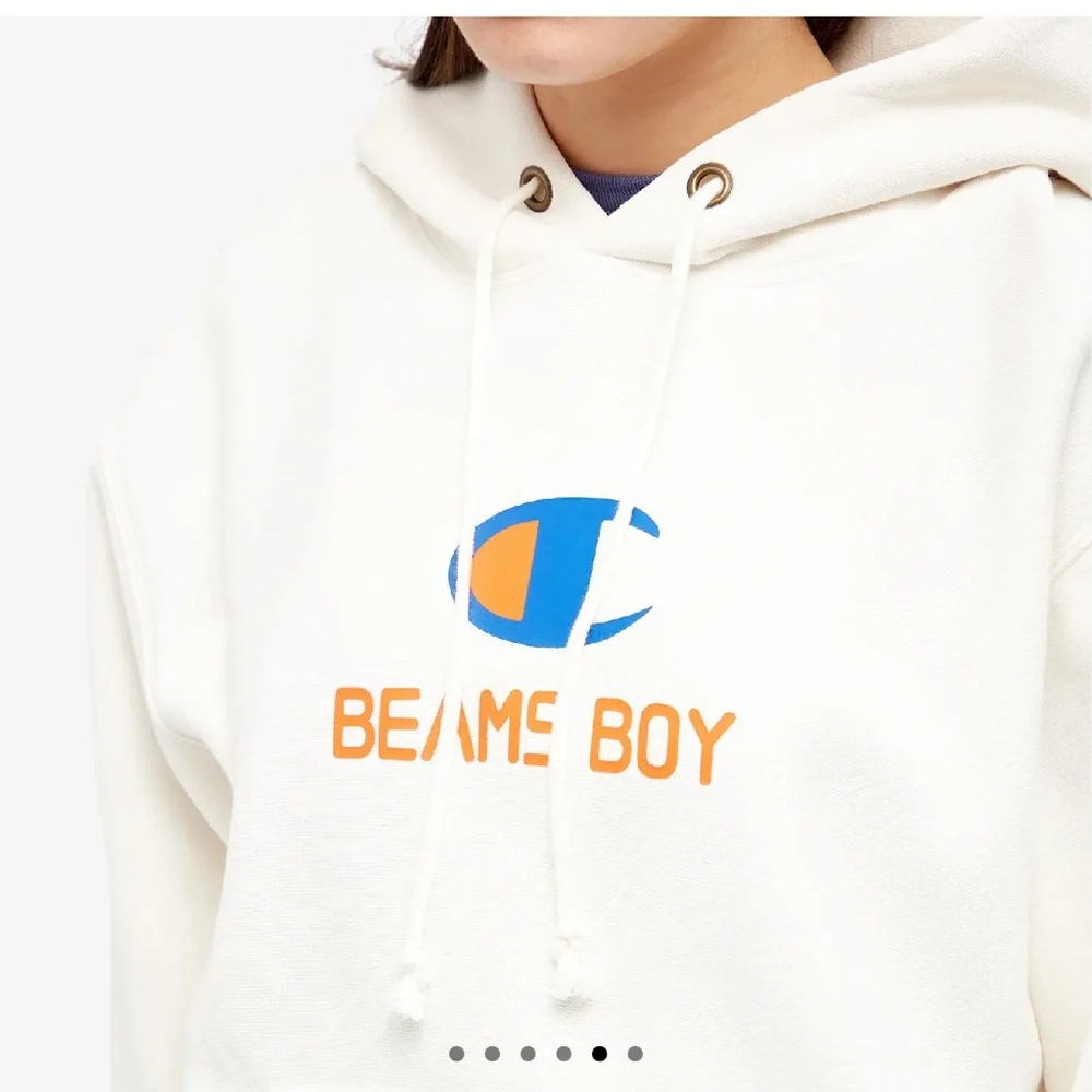 Champion Authentic Women's x Beams Boy Hooded Sweat in Cream Large NWT - Picture 5 of 5